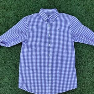 Vineyard Vines Boys Whale Shirt Light Purple Check Size M 12-14